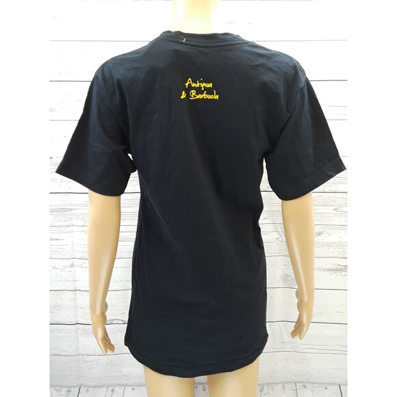 Antigua & Barbuda Land of Sea and Sun Black T Shirt Flip Flops Graphic Print S - Picture 6 of 12